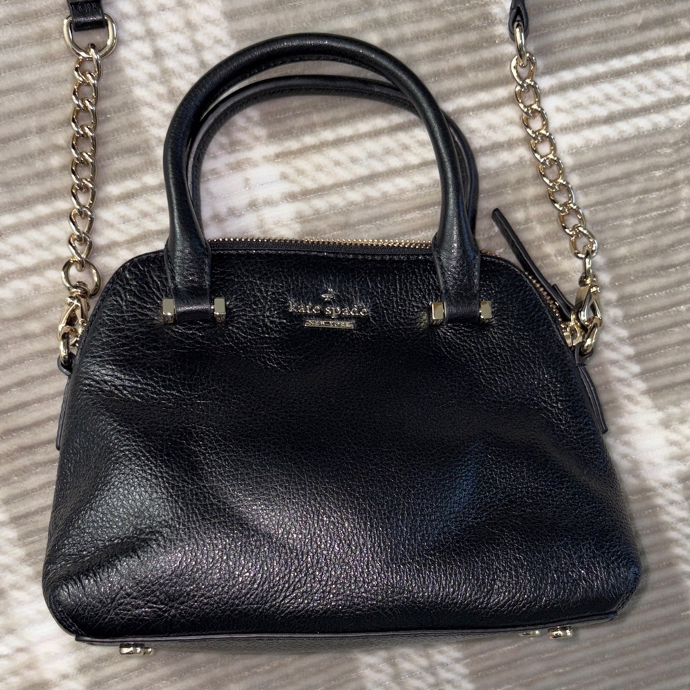Kate Spade Black Satchel with Gold Chain